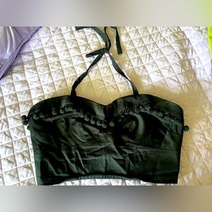 Rockabilly pinup girl black crop top bra top small medium